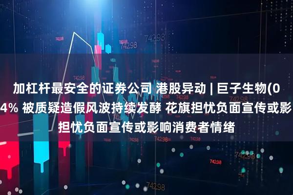 加杠杆最安全的证券公司 港股异动 | 巨子生物(02367)再跌超4% 被质疑造假风波持续发酵 花旗担忧负面宣传或影响消费者情绪